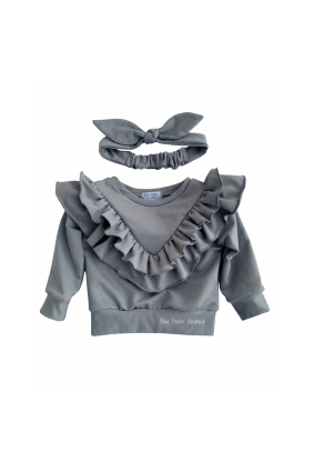 Bluza z falbanami w szpic na piersi i z tyłu bluzy