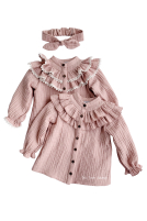Muslin shirt with ruffle and lace