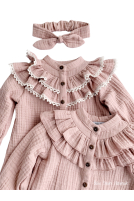 Muslin shirt with ruffle and lace