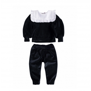 Velor tracksuit with square muslin collar