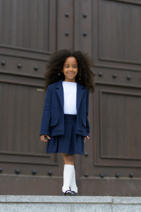 Dziewczęcy komplet  dzianinowa marynarka i spódniczka