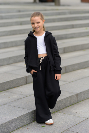 Dziewczęcy komplet dresowy z rozpinaną bluzą z kapture