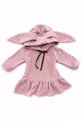 Velor dress with bunny ears