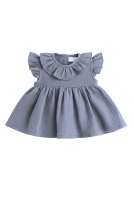 Muslin flared blouse with a collar