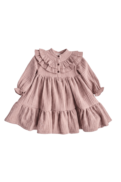 Muslin dress with a ruffle