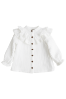 Muslin shirt with ruffle and lace