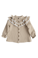 Muslin shirt with ruffle and lace