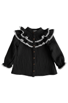 Muslin shirt with ruffle and lace