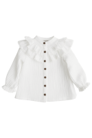 Muslin shirt with ruffle and lace