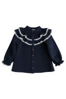 Muslin shirt with ruffle and lace