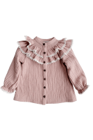 Muslin shirt with ruffle and lace