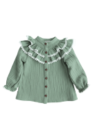Muslin shirt with ruffle and lace
