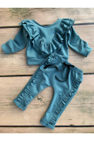 Bluza z falbanami w szpic na piersi i z tyłu bluzy